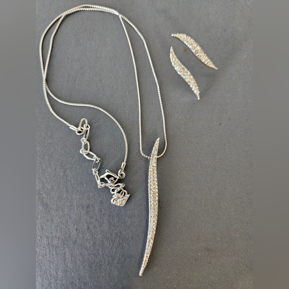 Swarovski Crystal Necklace and Earring Set - Silver